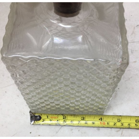 Vintage Clear Glass Decanter with Diamond Cut Pattern - Picture 7 of 8